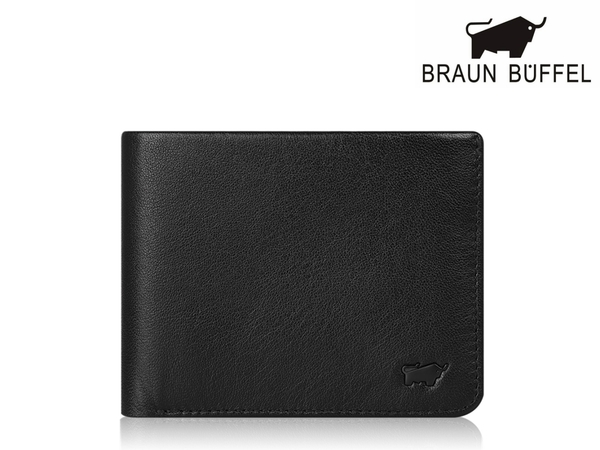 【全新品公司貨】BRAUN BUFFEL 軟皮左上翻零錢袋短夾 經典黑【寧寧小舖/台中30年老店】BF335-320-1