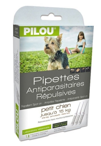 法國皮樂Pilou 第二代加強配方-非藥用防蚤蝨滴劑-迷你型犬用 1.5mlx3支『寵喵樂旗艦店』