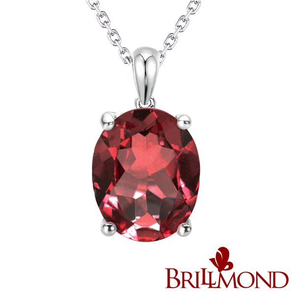 【BRILLMOND JEWELRY】天然石榴石2克拉經典墜(主石2克拉 全925銀鍍白K金台)