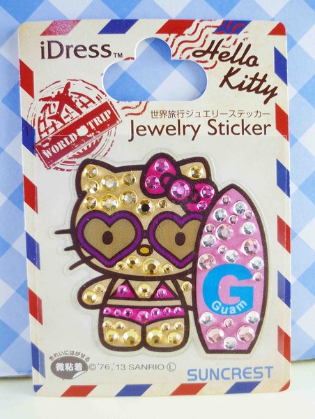 【震撼精品百貨】Hello Kitty 凱蒂貓~KITTY鑽貼紙-地球村系列-關島衝浪