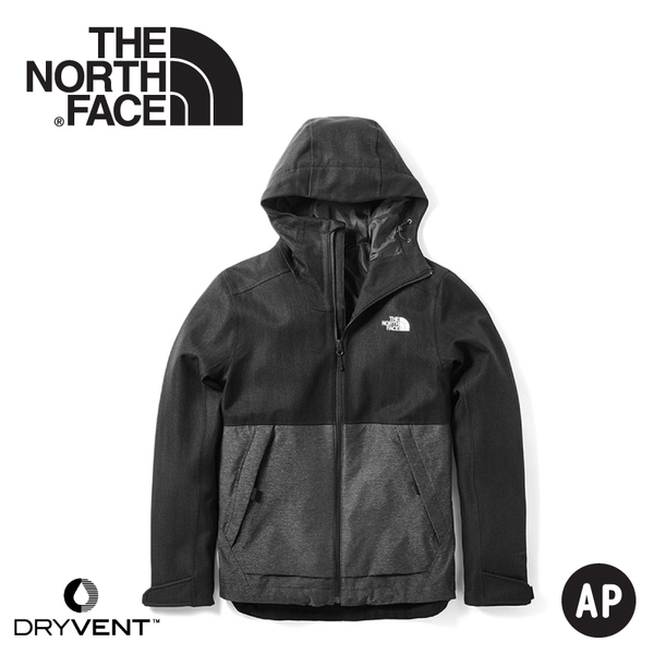 【The North Face 男 DryVent防水外套《黑/中灰》】3VPK/防水外套/防風外套/保暖外套/連帽外套