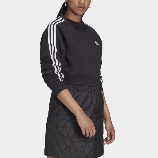 Adidas Originals SWEATSHIRT 女裝 長袖 T恤 短版 肘部補丁 黑【運動世界】H43924 product thumbnail 3