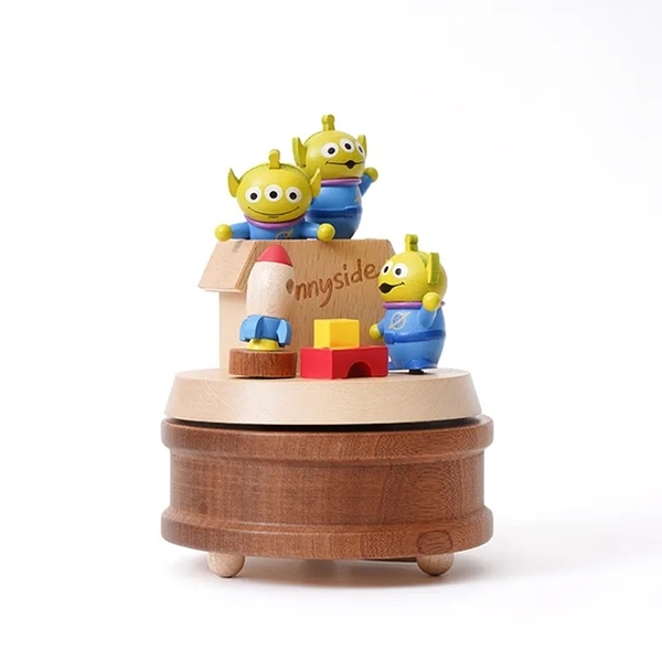 小禮堂 迪士尼 三眼怪 造型木質旋轉音樂鈴 (玩具箱款) 4711717-352158