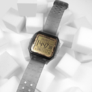 TIMEX 天美時 / TXTW2U56400 / 復古方型 INDIGLO專利夜光 防水100米 電子 橡膠手錶 半透明灰 48mm