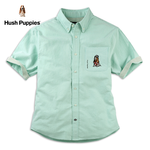 Hush Puppies 襯衫 男裝素色趣味花襯衫狗寬鬆襯衫