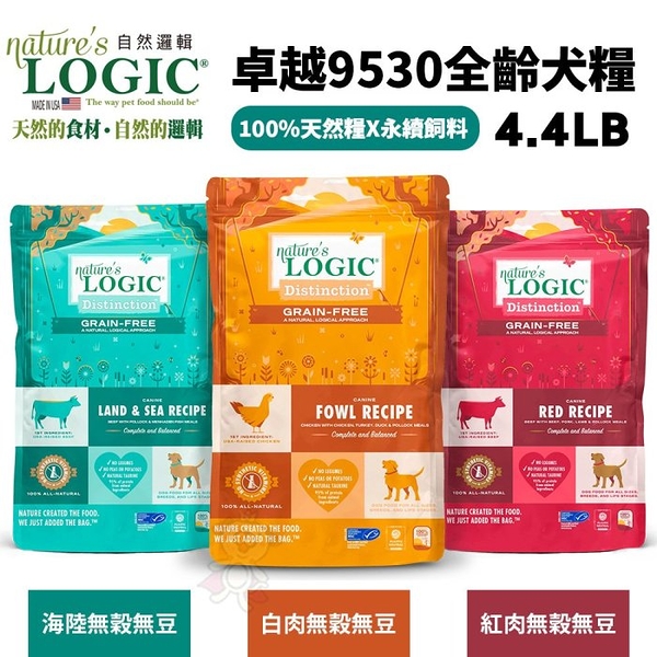 【免運】Nature's Logic 自然邏輯 卓越9530系列 全齡犬糧 4.4lb(2kg) 犬飼料『寵喵樂旗艦店』