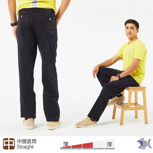 【NST Jeans】美式刺繡徽章 紮實牛仔男褲(中腰直筒) 390(5938) 台灣製