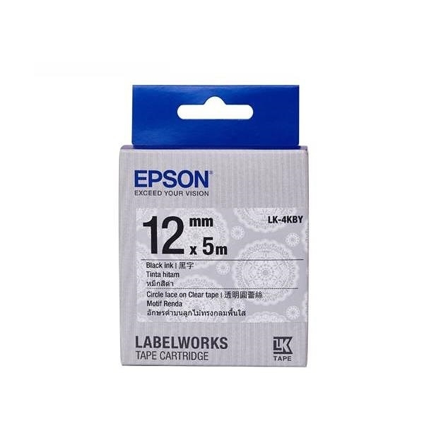 EPSON LK-4KBY 原廠標籤帶 透明圓蕾絲(12mm) C53S654470