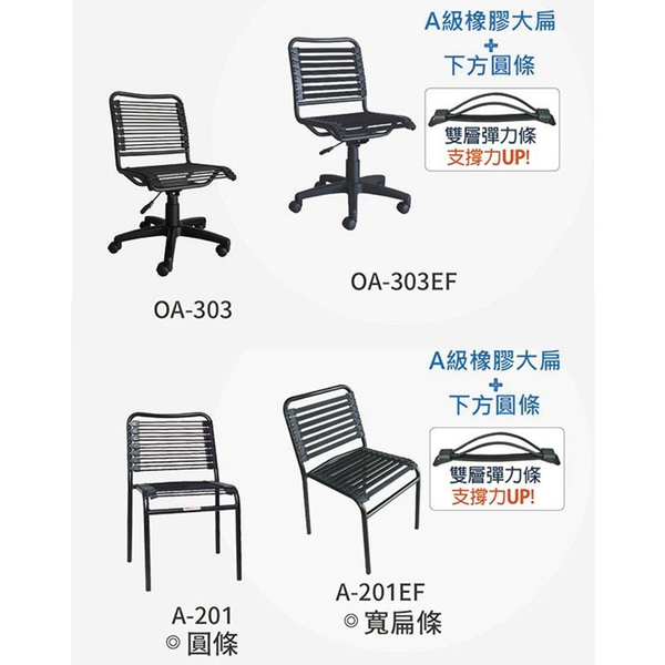 【JGR 佳及雅】低背辦公椅 大扁條款 OA-303EF 活動椅 休閒椅 升降椅 居家椅 書桌椅 彈力繩電腦椅 product thumbnail 3
