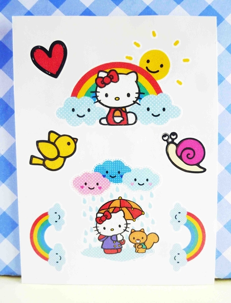 【震撼精品百貨】Hello Kitty 凱蒂貓~KITTY貼紙-紋身貼紙-彩虹雨