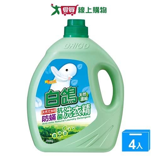 白鴿天然濃縮抗菌洗衣精-尤加利防蹣3500gx4入(箱)【愛買】