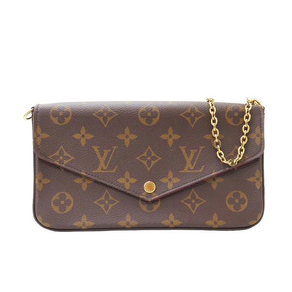 【二手名牌BRAND OFF】LOUIS VUITTON LV 路易威登 原花 PVC塗層帆布 Felicie Pochette 肩背 扣式長夾 M61276