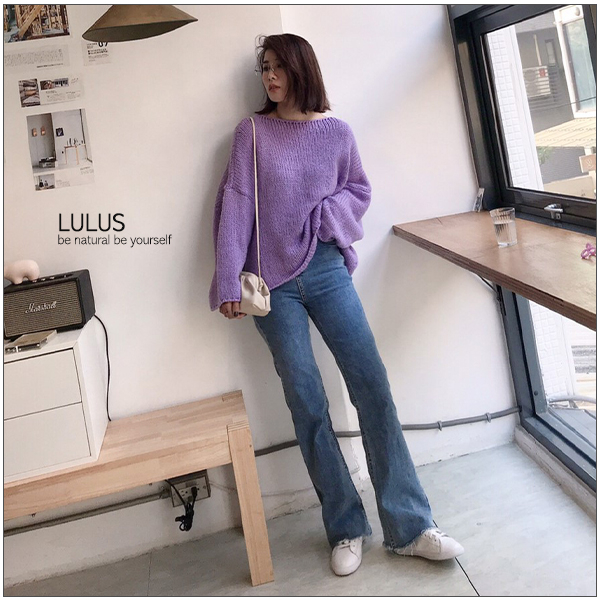 LULUS-Q下擺抽鬚微喇叭牛仔長褲S-XL-藍  【04190235】 product thumbnail 3