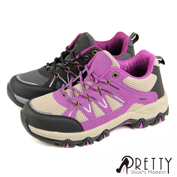 女 登山鞋 運動鞋 休閒鞋 防潑水 反光 透氣 戶外機能【PRETTY】N-20592