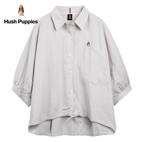 Hush Puppies 襯衫 女裝直條紋寬鬆剪裁後褶襯衫