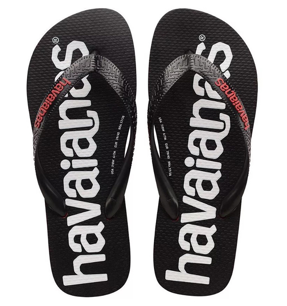 HAVAIANAS 哈瓦仕 人字拖 TOP LOGOMANIA 黑紅 夾腳拖 男 41457412090U