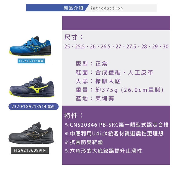 塑鋼安全鞋．美津濃 MIZUNO LS 魔鬼氈款 輕量化鋼頭工作鞋 防護鞋【鞋鞋俱樂部】【232-F1GA213】 product thumbnail 2