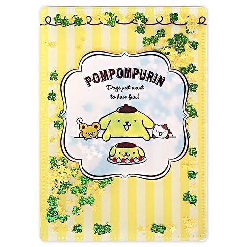 【震撼精品百貨】Pom Pom Purin 布丁狗~Sanrio 布丁狗亮片裝飾雙開式文件夾(B6)#36448