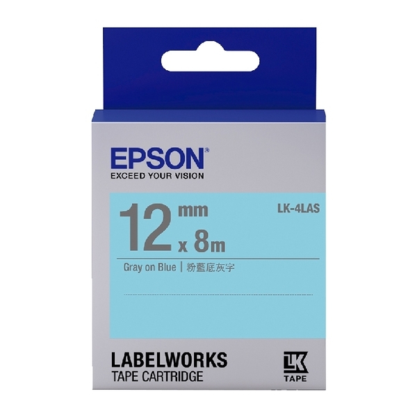 EPSON LK-4LAS C53S654413 淡彩系列藍底灰字標籤帶 12mm product thumbnail 2