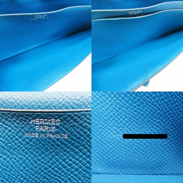 【二手名牌BRAND OFF】HERMES 愛馬仕 藍色 牛皮 雙折長夾 銀扣 T刻 Bearn product thumbnail 8