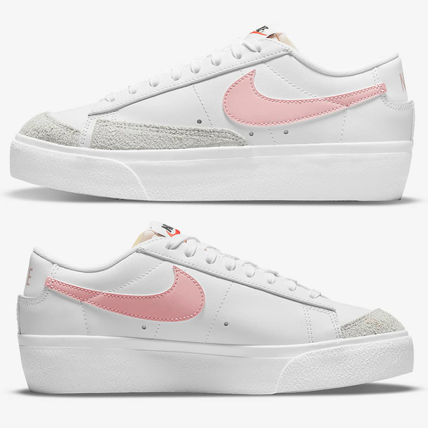 Nike 女鞋 休閒鞋 Blazer Low Platform 皮革 厚底 白黑/白粉【運動世界】DJ0292-101/DJ0292-103 product thumbnail 7