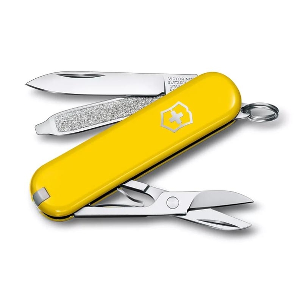 【Victorinox 瑞士維氏】瑞士刀CLASSIC SD 小型袋裝刀 7用刀 58mm-黃(0.6223.8G)