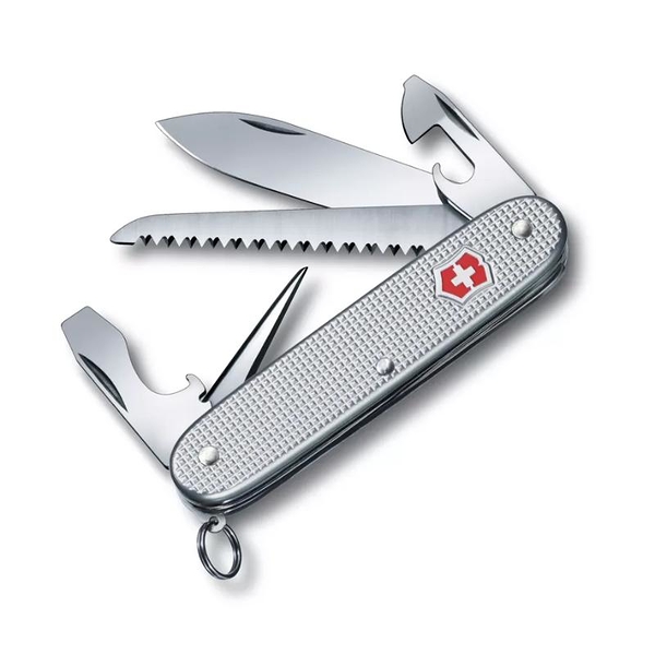 【Victorinox 瑞士維氏】瑞士刀 FARMER ALOX 9用刀 93mm-銀格 (0.8241.26)