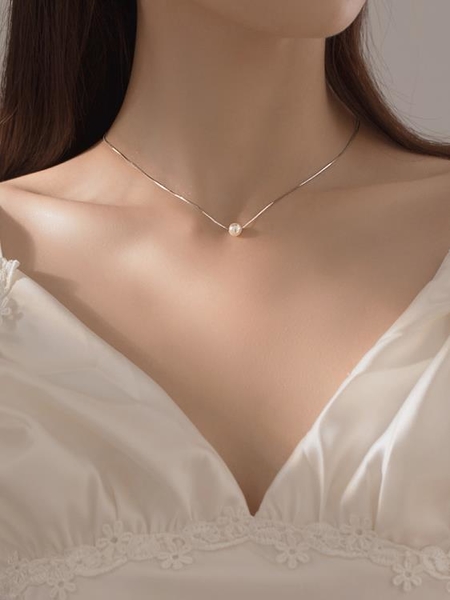 sppgge ONE~【巷南】925純銀珍珠項鍊2023年新款夏輕奢小眾設計鎖骨鍊簡約女