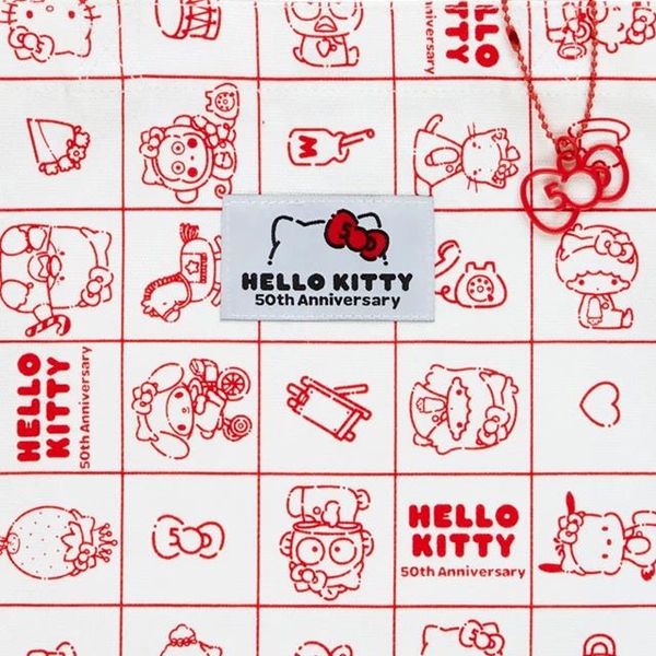小禮堂 Hello Kitty 棉質直式肩背袋 (Kitty歡慶50週年系列) product thumbnail 4