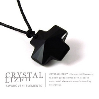 新光飾品-黑色魅影米字形水晶項鏈