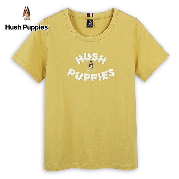 Hush Puppies T恤 女裝素色立體品牌英文矽膠刺繡狗T恤