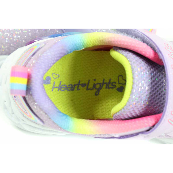 SKECHERS HEART LIGHTS 運動鞋 電燈鞋 有開關 魔鬼氈 童鞋 紫色 303751LLVMT no730 product thumbnail 7