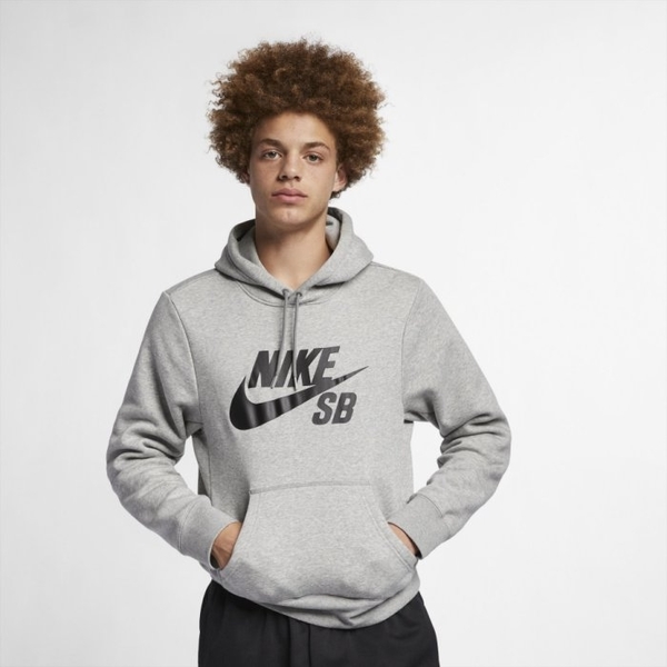 NIKE SB HOODIE 男裝 長袖 連帽 休閒 經典 刷毛 灰 【運動世界】 AJ9734-063