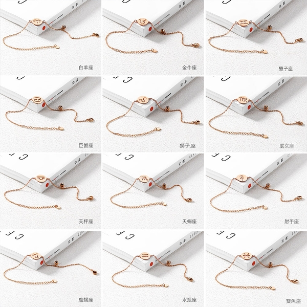 316L鈦鋼腳鏈 12星座造型腳鏈 十二星座 經典符號設計 情人送禮 單件價【FKS050】Z.MO鈦鋼屋 product thumbnail 7