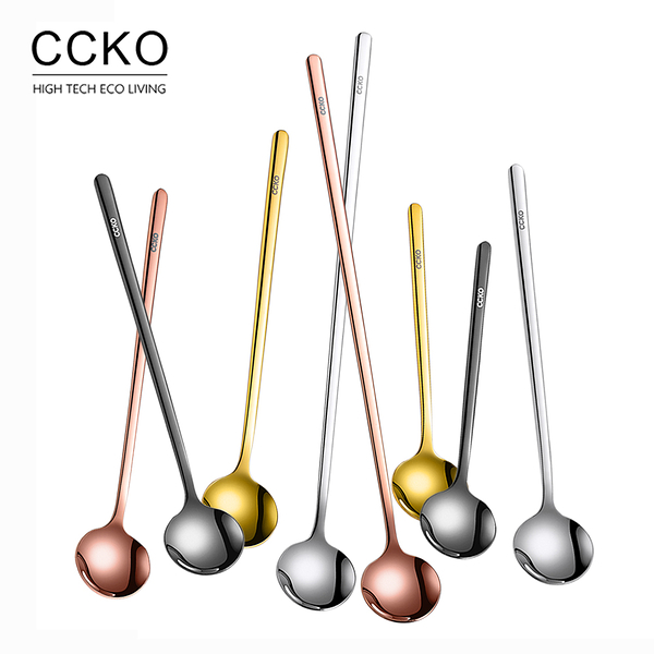 【CCKO】304不鏽鋼 攪拌勺 咖啡攪拌勺 調料勺 調味勺 加長手柄 4色 24.2cm