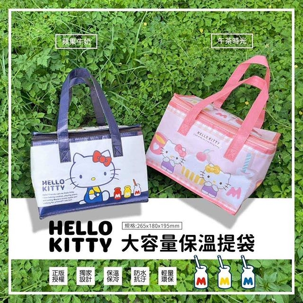 小禮堂 Hello Kitty 尼龍防水立體保冷手提袋 (粉/藍 少女日用品特輯)