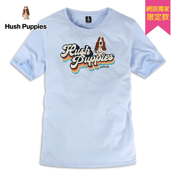 Hush Puppies T恤 男裝復古仿舊品牌印花刺繡狗T恤