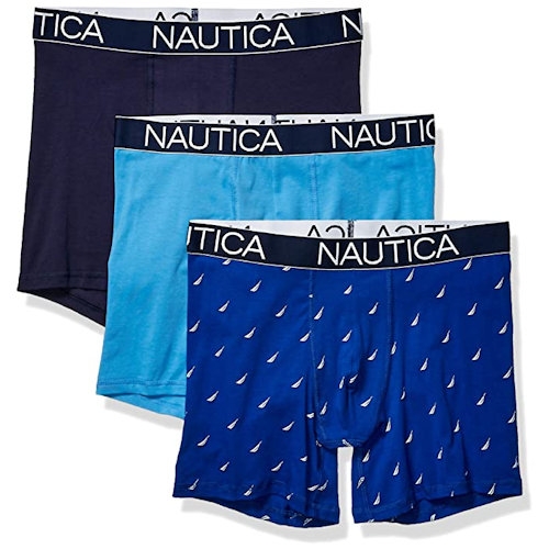 Nautica 透氣合身四角內褲(3件組(藍色/錨)