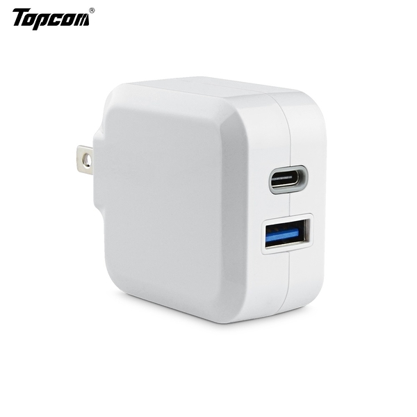 TOPMCOM 20W QC+PD雙孔快充折疊充電器 TC-KPD20W-AC