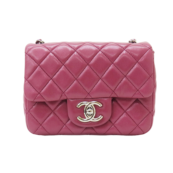 【二手名牌BRAND OFF】CHANEL 香奈兒 玫瑰粉紫色 羊皮 Mini Flap 肩背包 鍊帶 A39334