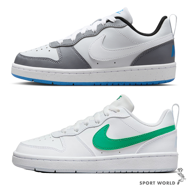 Nike 女鞋 大童 休閒鞋 COURT BOROUGH LOW 灰白/白綠【運動世界】DV5456-019/DV5456-109