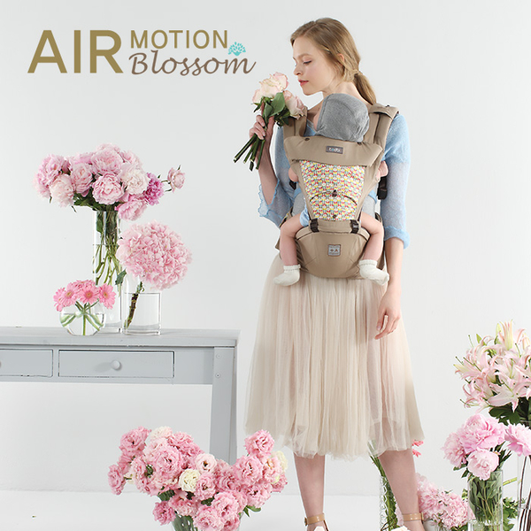 todbi Air Motion Blossom Hipseat Carrier-淺褐色(有 機棉安全氣囊坐墊式揹帶/背巾/揹巾)[衛立兒生活館]