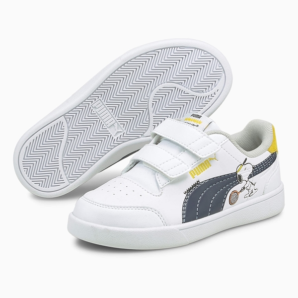 PUMA x PEANUTS Shuffle 童鞋 中童 休閒 史努比 聯名系列 魔鬼氈 白 藍 黃【運動世界】37574001 product thumbnail 3