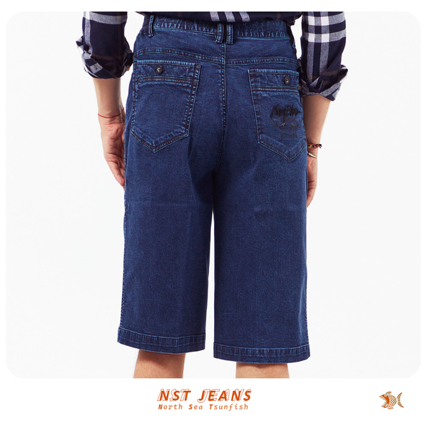 【NST Jeans】義式雅痞風 淺藍彈性牛仔男鬆緊腰七分短褲(中高腰寬版) 特大尺碼 台灣製 005-26347 product thumbnail 7