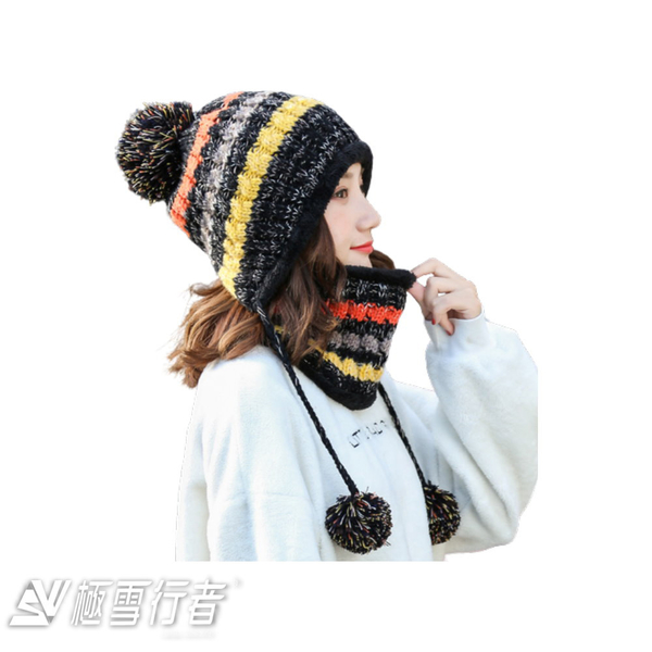 【極雪行者】SW-MZWB加絨加厚針織護耳毛線帽加圍脖兩件套(冬季/保暖/休閒) product thumbnail 2