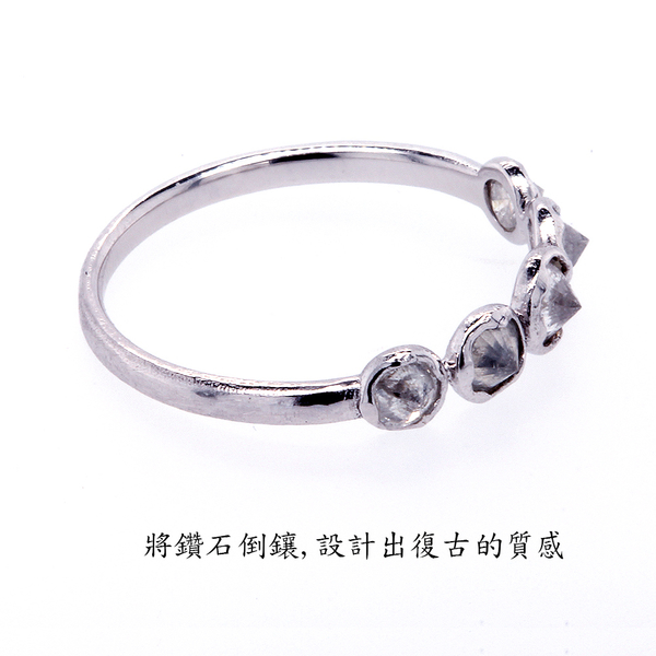 【BRILLMOND JEWELRY】鑽石線戒 50分 白K金 倒鑲手工鑽戒(9K白金台 天然鑽石總重50分) product thumbnail 5