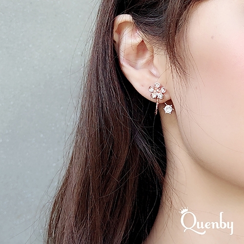 Quenby 送禮 母親節 韓系平價飾品 甜心輕熟女風玫瑰金元素耳環/耳針
