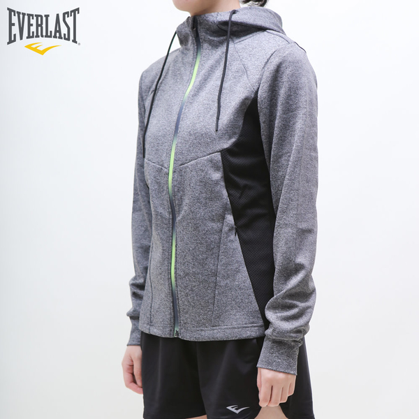 EVERLAST 外套 麻灰黑 撞色 連帽 運動 防風外套 女 4852110312