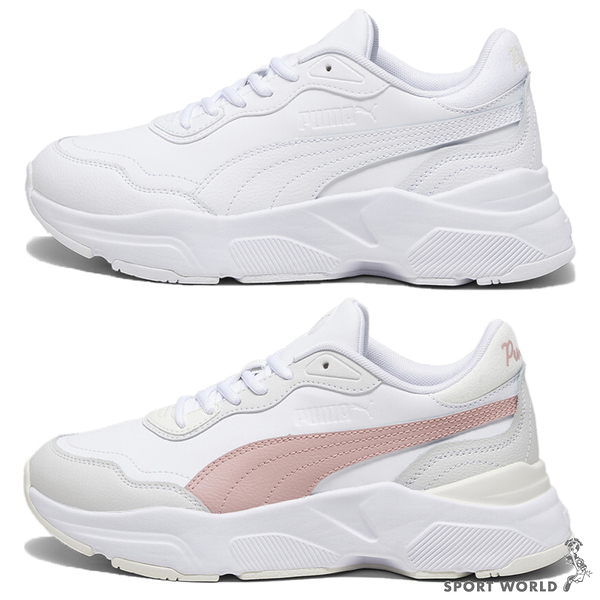 Puma 女鞋 休閒鞋 厚底 皮革 Cassia Rose 全白/白粉【運動世界】39391202/39391204