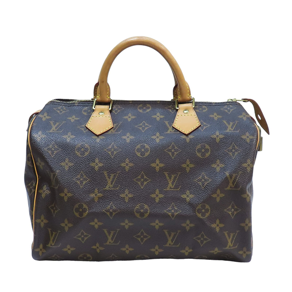 【二手名牌BRAND OFF】LOUIS VUITTON LV 路易威登 棕色 原花 PVC塗層帆布 Speedy 30 手提包 M41526